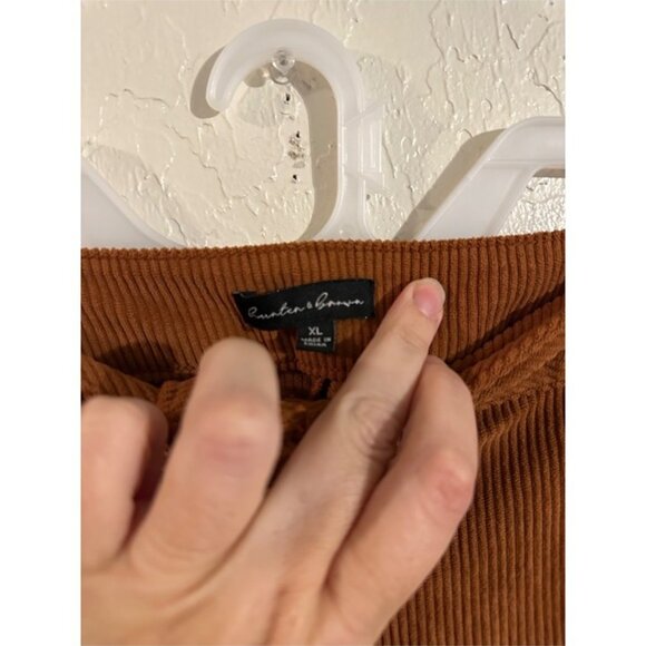 Hunter & Brown Curdoroy Orange Ribbed High Rise 70’s Style Wide Leg Pants - Picture 6 of 9